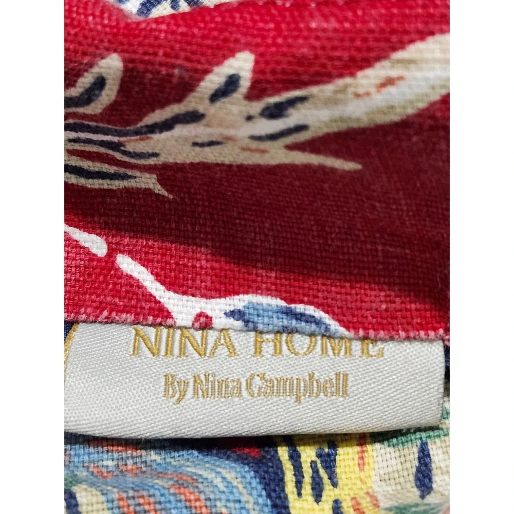 Nina Home by Nina Campbell Floral Pillow Shams Red‎ Blue Cream Set of 2 King